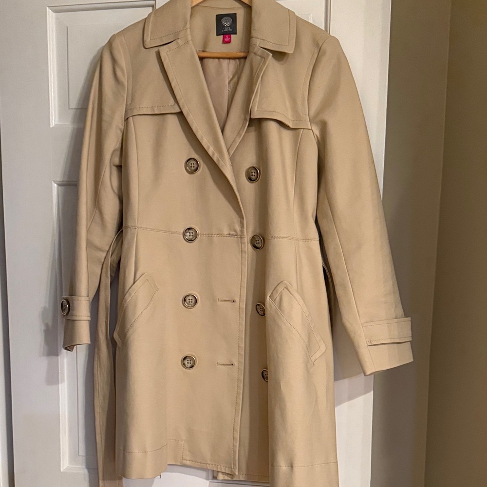 Vince Camuto Beige Double-Breasted Trench Coat